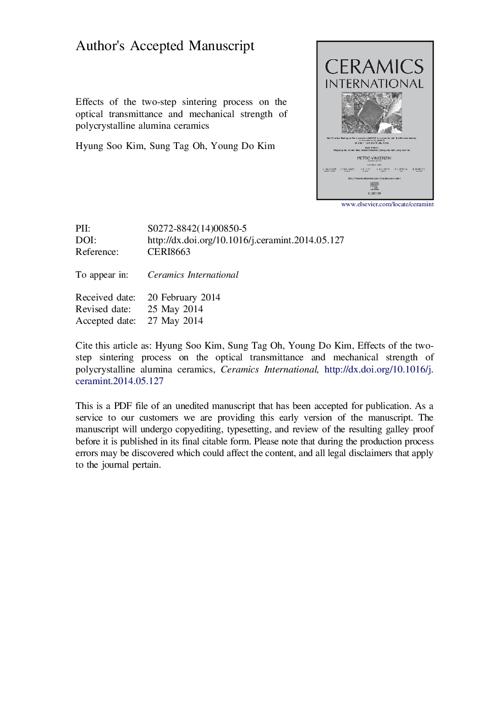 Effects of the two-step sintering process on the optical transmittance and mechanical strength of polycrystalline alumina ceramics