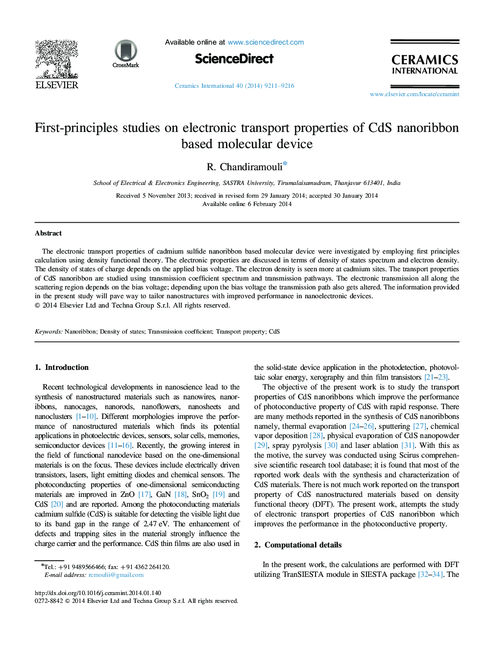 First-principles studies on electronic transport properties of CdS nanoribbon based molecular device