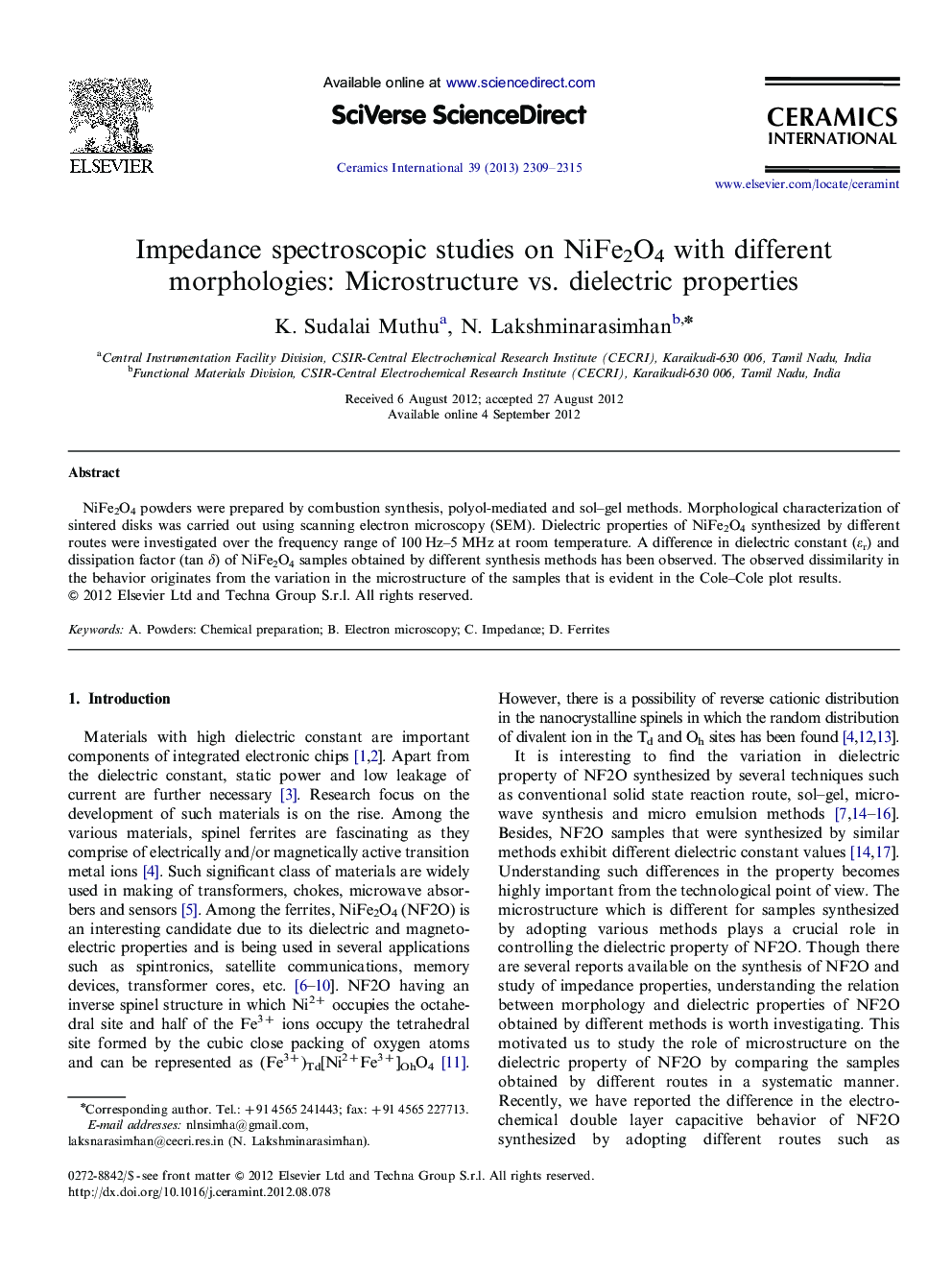 Impedance spectroscopic studies on NiFe2O4 with different morphologies: Microstructure vs. dielectric properties