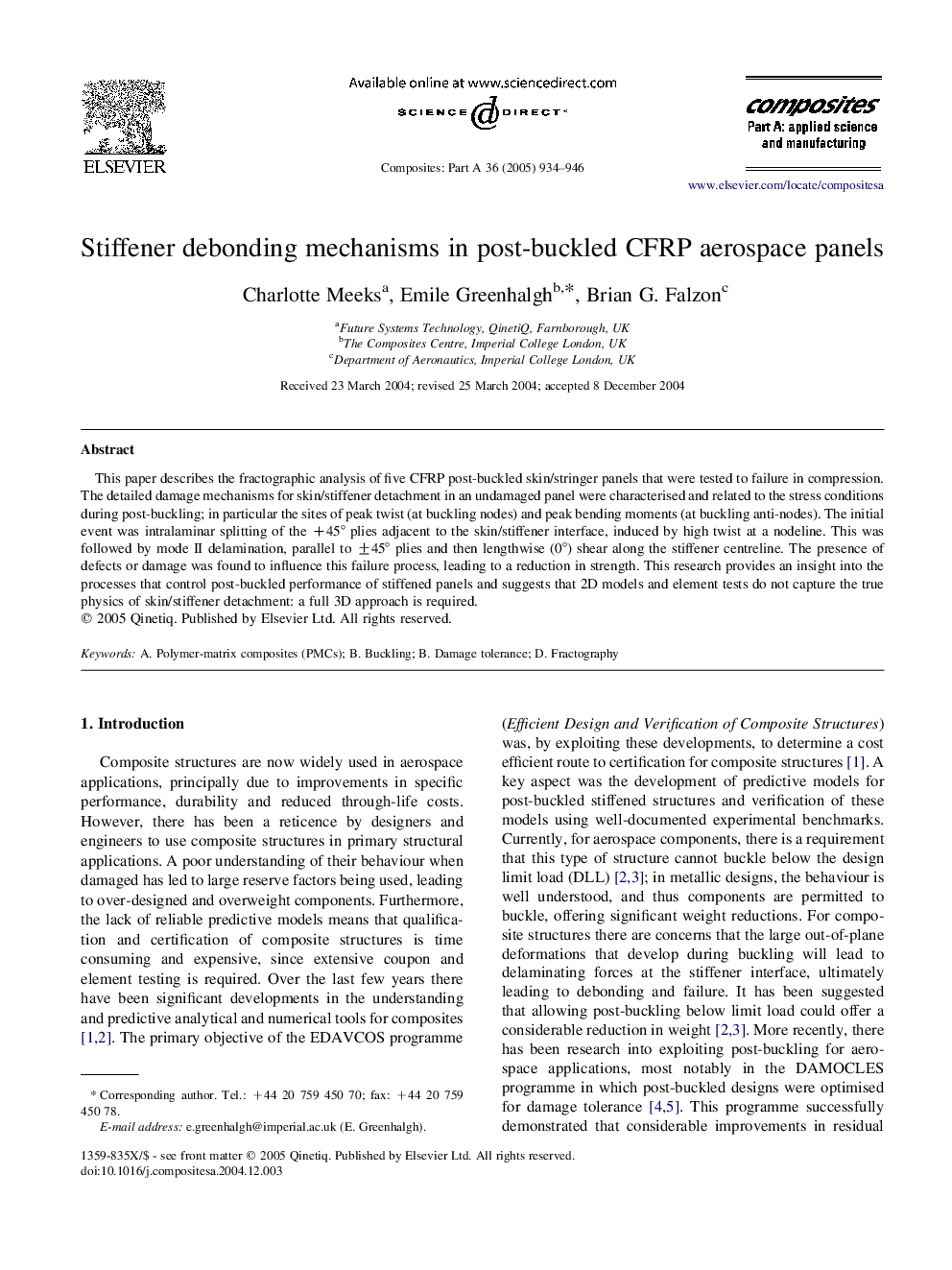 Stiffener debonding mechanisms in post-buckled CFRP aerospace panels