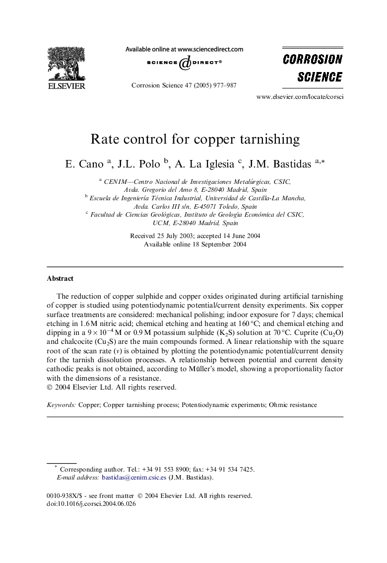 Rate control for copper tarnishing