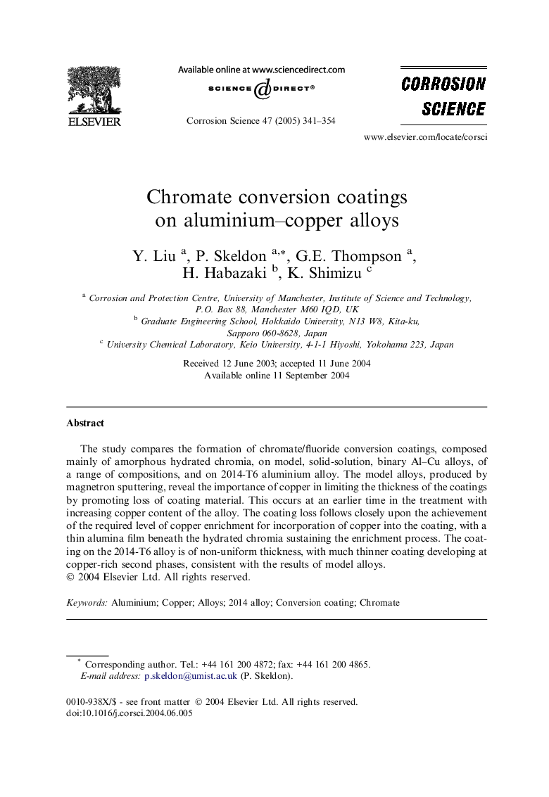 Chromate conversion coatings on aluminium-copper alloys