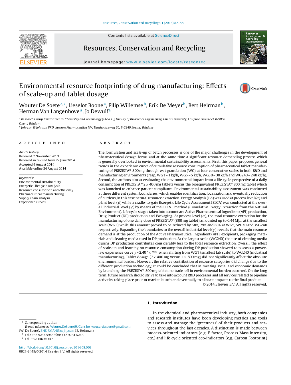 Environmental resource footprinting of drug manufacturing: Effects of scale-up and tablet dosage