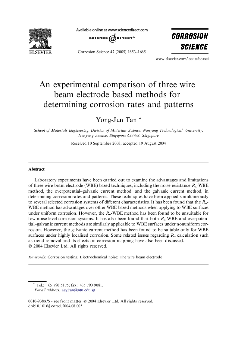 An experimental comparison of three wire beam electrode based methods for determining corrosion rates and patterns