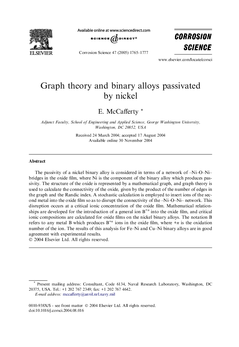 Graph theory and binary alloys passivated by nickel