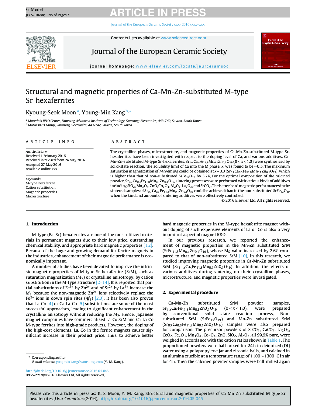 Structural and magnetic properties of Ca-Mn-Zn-substituted M-type Sr-hexaferrites