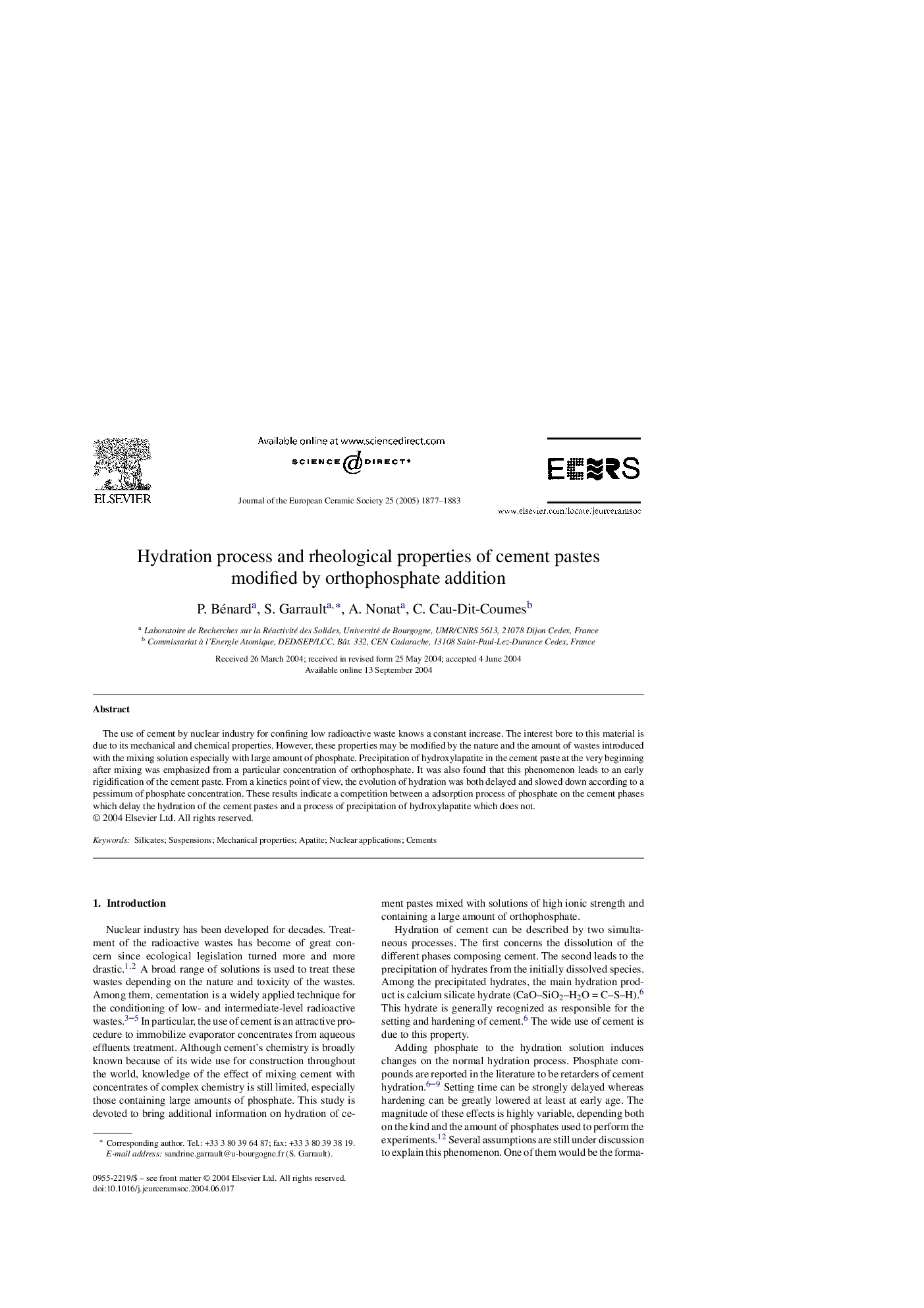 Hydration process and rheological properties of cement pastes modified by orthophosphate addition