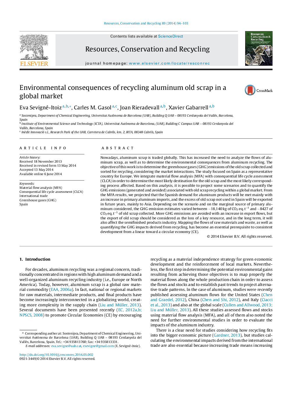 Environmental consequences of recycling aluminum old scrap in a global market