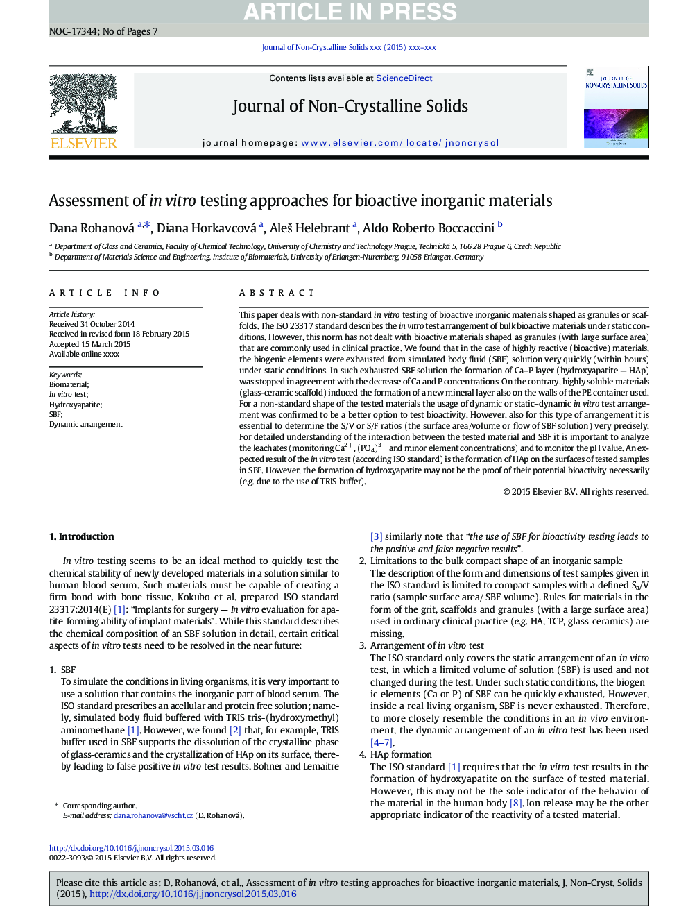 Assessment of in vitro testing approaches for bioactive inorganic materials