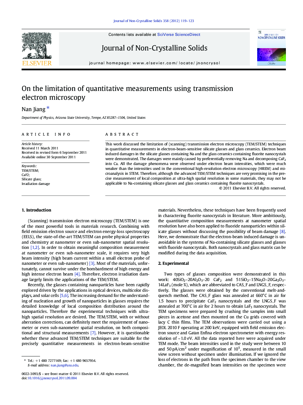 On the limitation of quantitative measurements using transmission electron microscopy