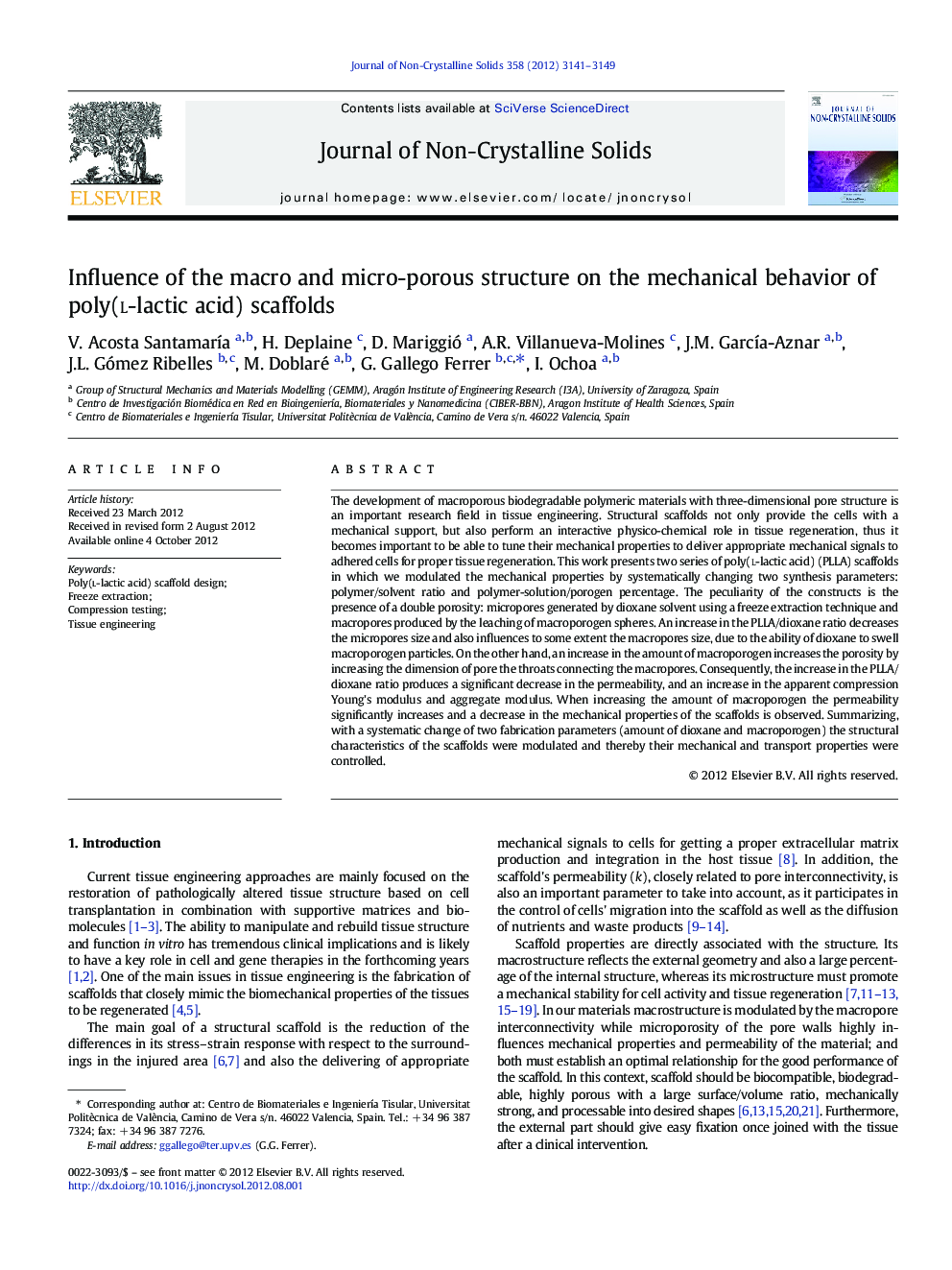 Influence of the macro and micro-porous structure on the mechanical behavior of poly(l-lactic acid) scaffolds