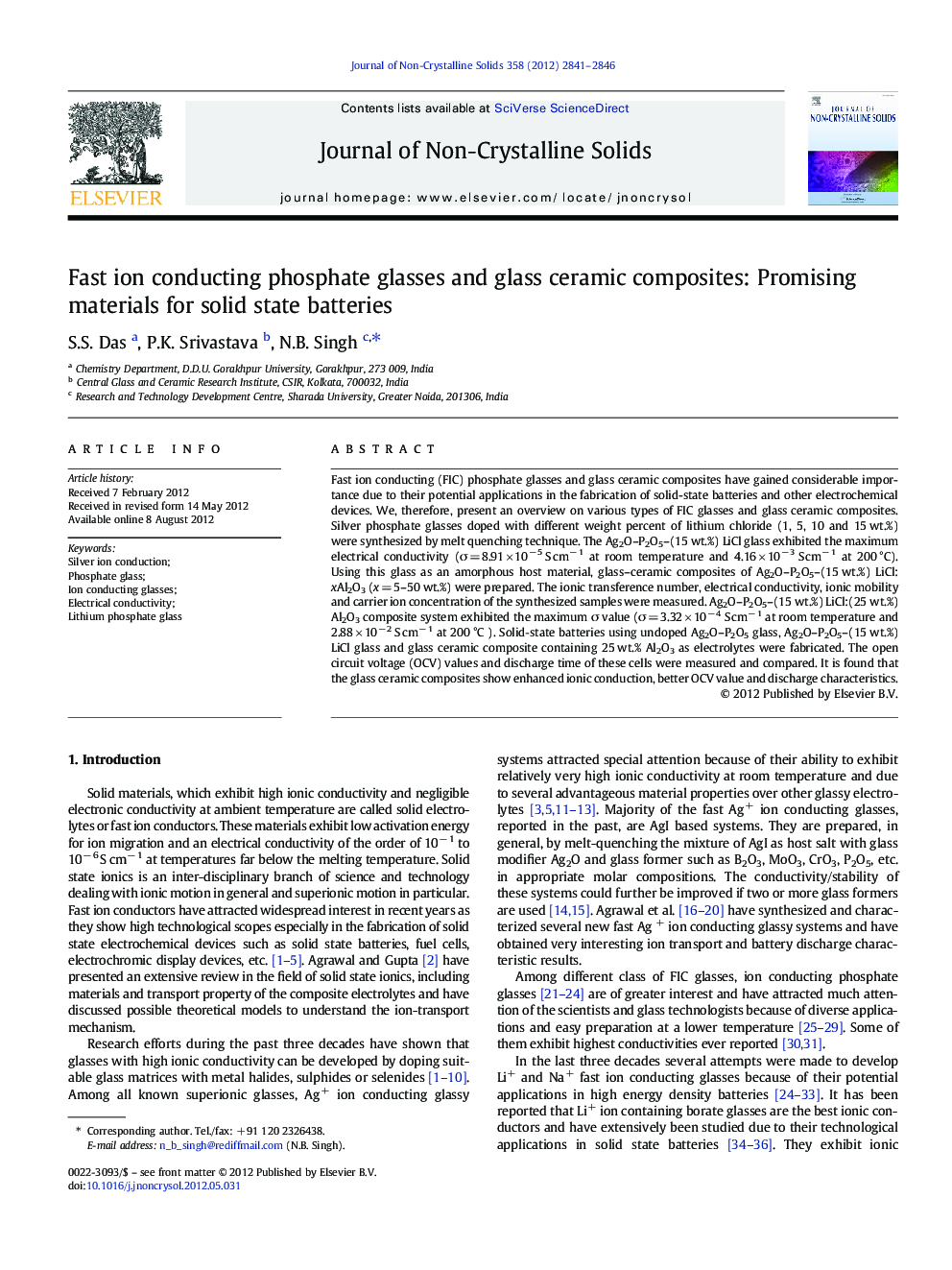 Fast ion conducting phosphate glasses and glass ceramic composites: Promising materials for solid state batteries