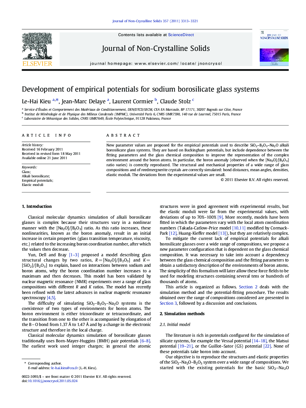 Development of empirical potentials for sodium borosilicate glass systems