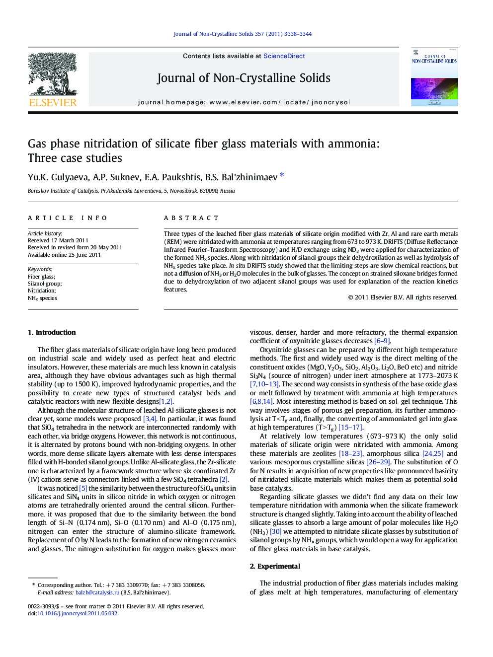 Gas phase nitridation of silicate fiber glass materials with ammonia:Three case studies
