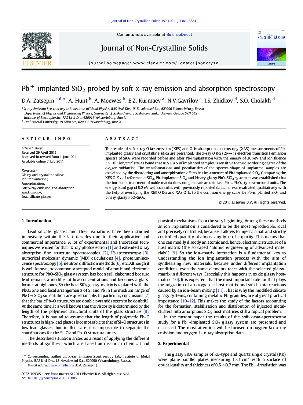 Pb+ implanted SiO2 probed by soft x-ray emission and absorption spectroscopy