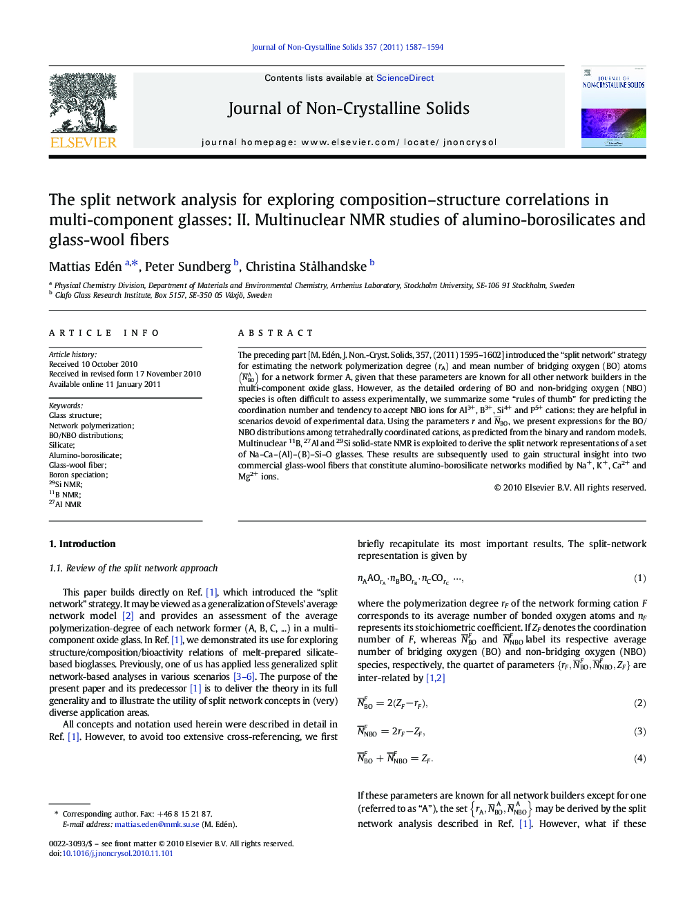 The split network analysis for exploring composition-structure correlations in multi-component glasses: II. Multinuclear NMR studies of alumino-borosilicates and glass-wool fibers