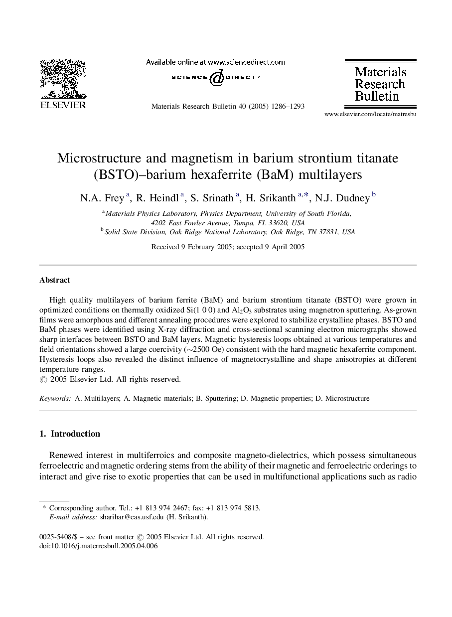 Microstructure and magnetism in barium strontium titanate (BSTO)-barium hexaferrite (BaM) multilayers