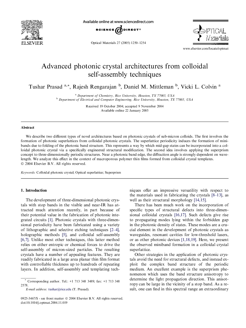 Advanced photonic crystal architectures from colloidal self-assembly techniques