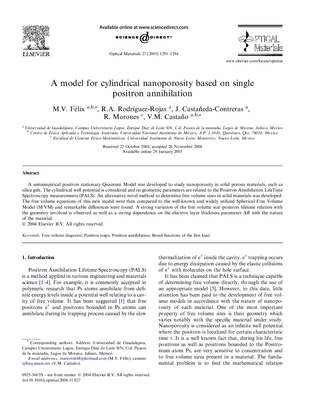 A model for cylindrical nanoporosity based on single positron annihilation