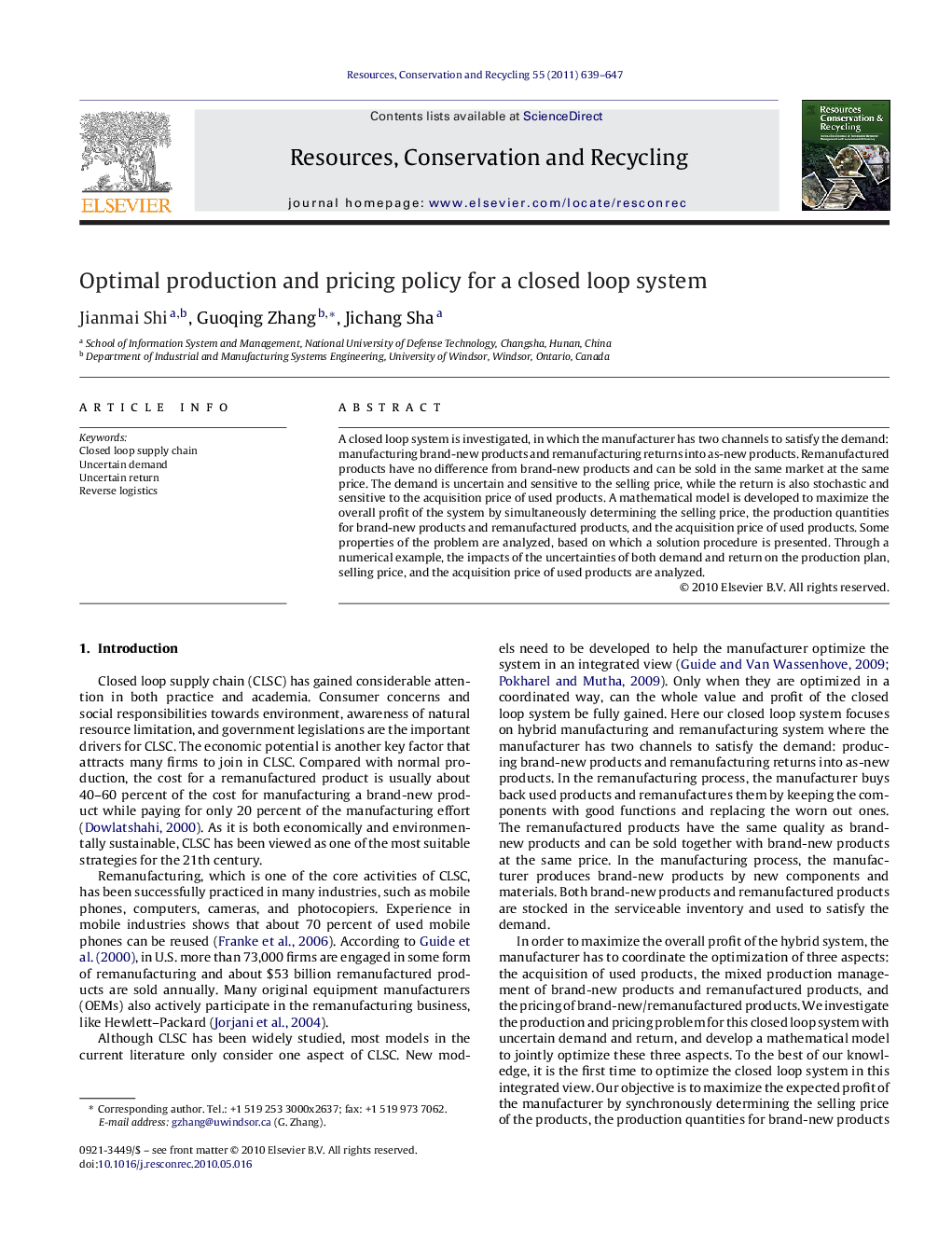 Optimal production and pricing policy for a closed loop system