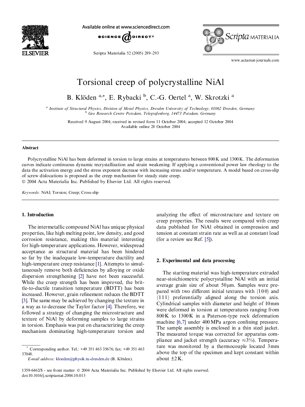 Torsional creep of polycrystalline NiAl