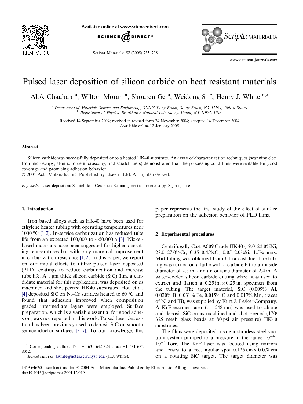 Pulsed laser deposition of silicon carbide on heat resistant materials