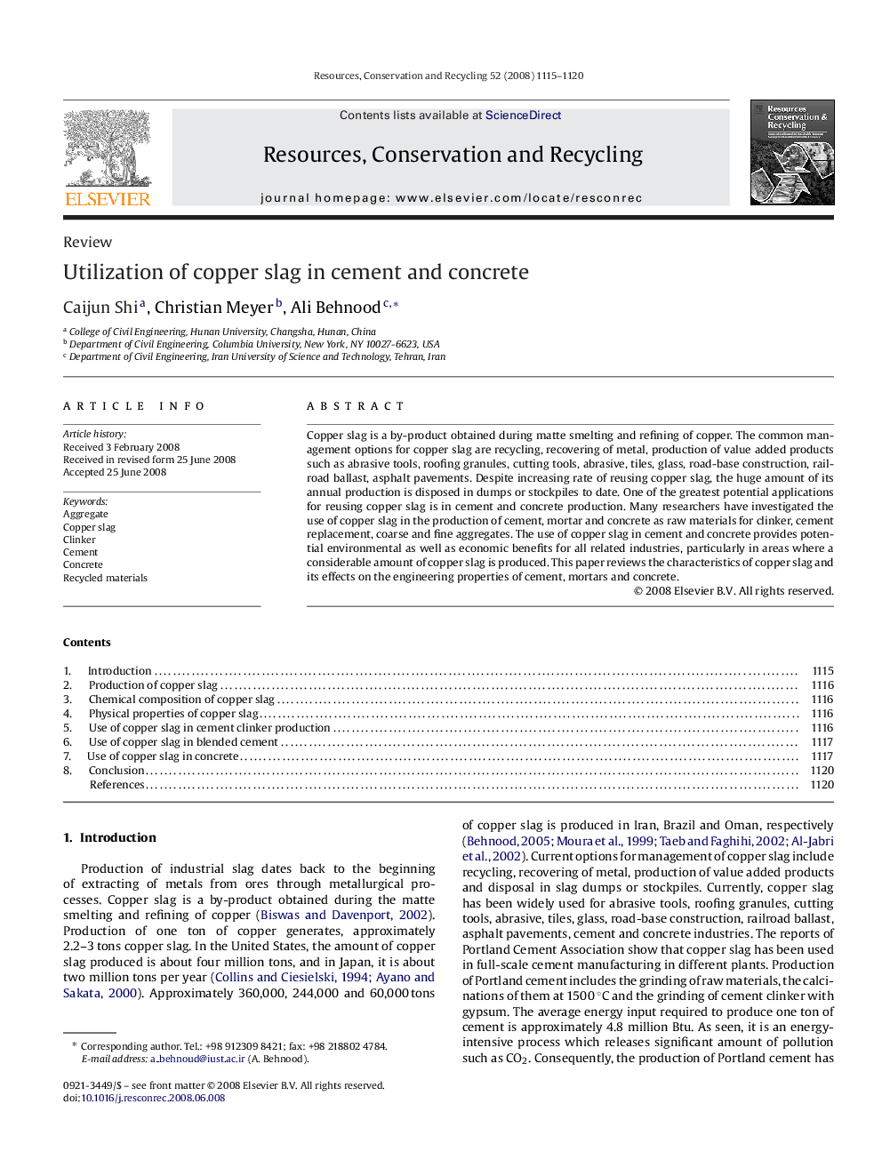 Utilization of copper slag in cement and concrete