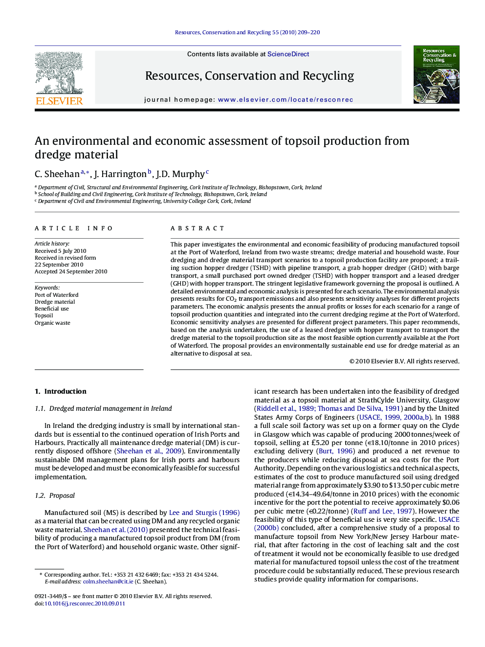An environmental and economic assessment of topsoil production from dredge material