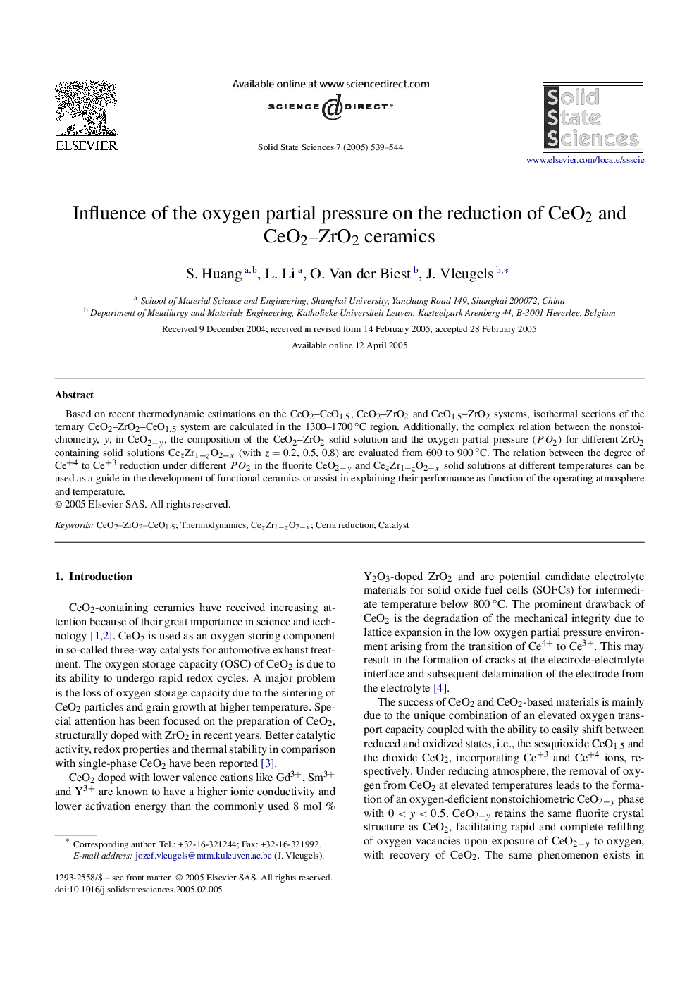 Influence of the oxygen partial pressure on the reduction of CeO2 and CeO2ZrO2 ceramics