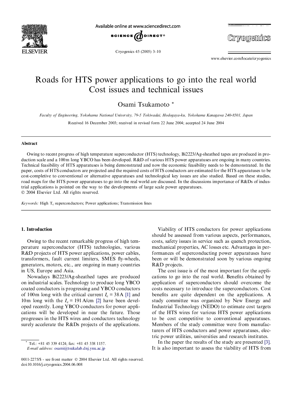 Roads for HTS power applications to go into the real world