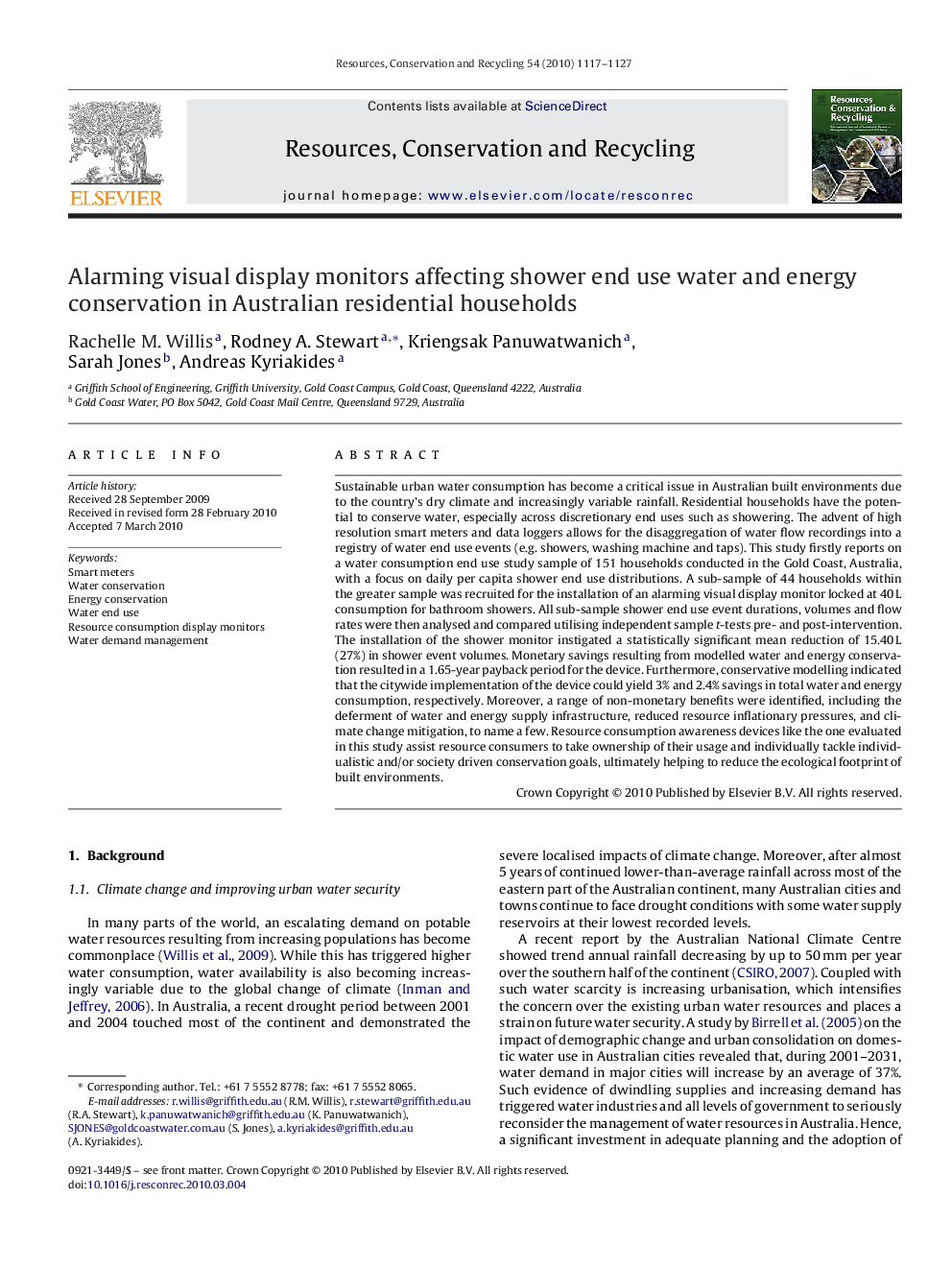 Alarming visual display monitors affecting shower end use water and energy conservation in Australian residential households