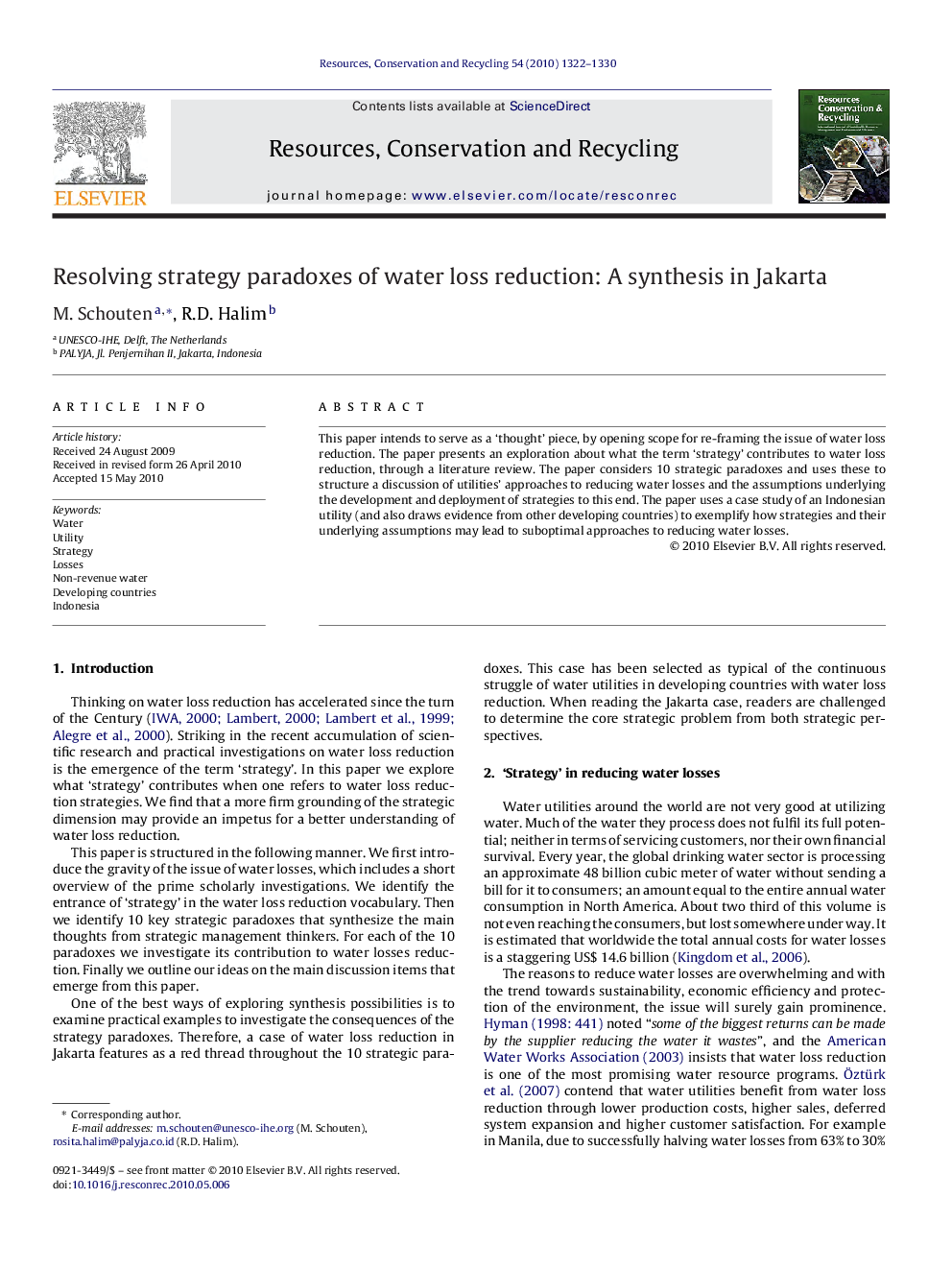 Resolving strategy paradoxes of water loss reduction: A synthesis in Jakarta