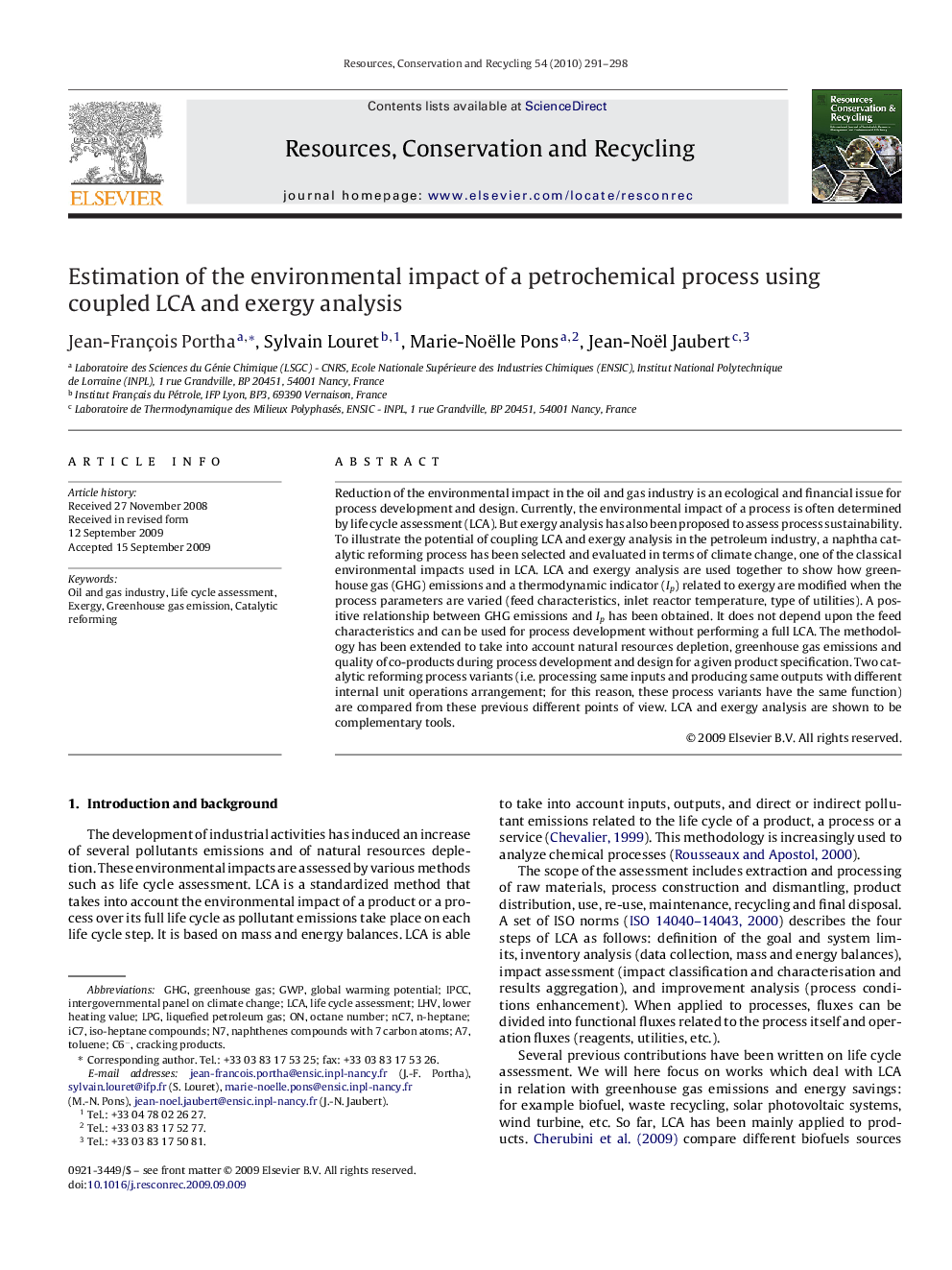 Estimation of the environmental impact of a petrochemical process using coupled LCA and exergy analysis