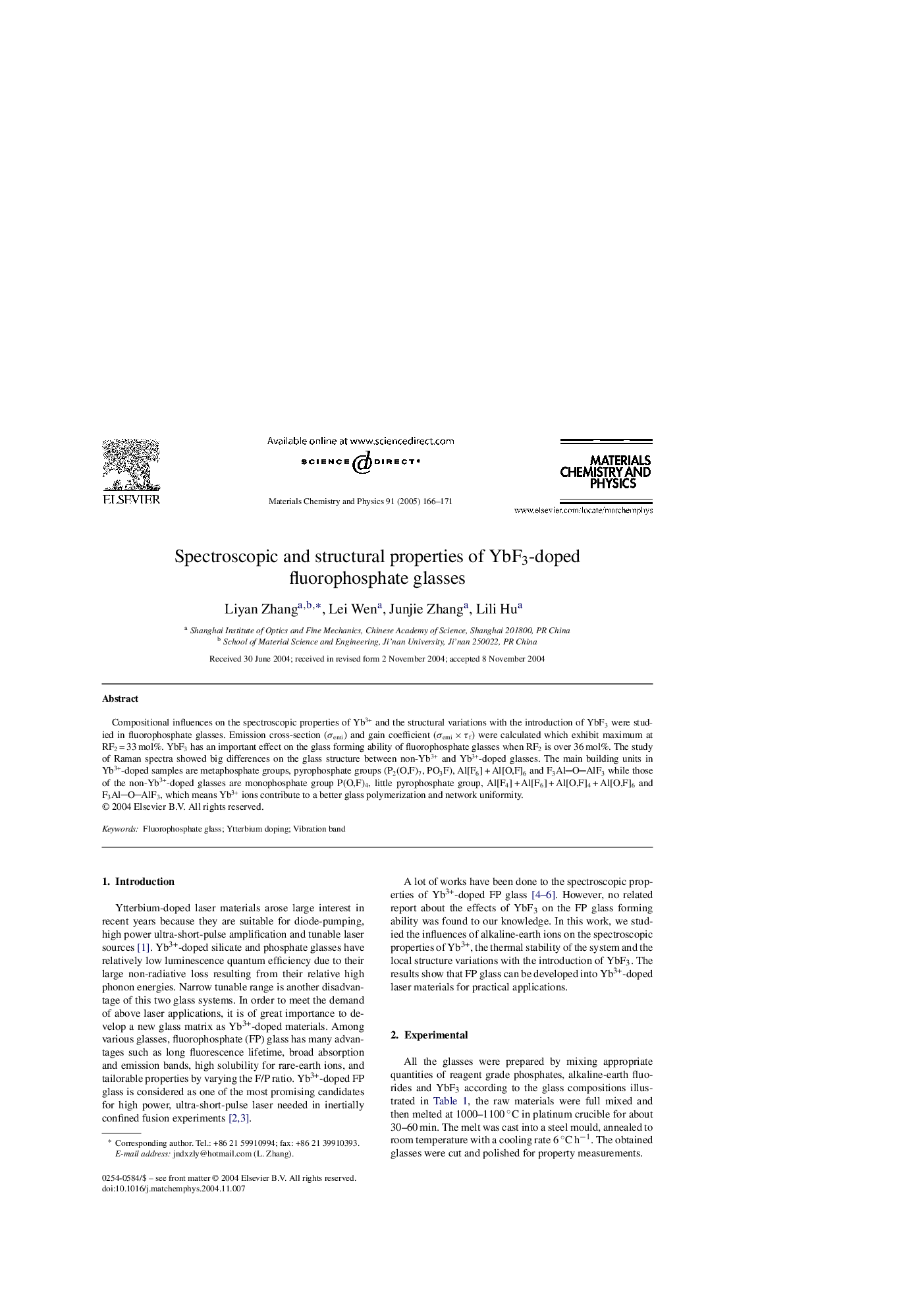 Spectroscopic and structural properties of YbF3-doped fluorophosphate glasses