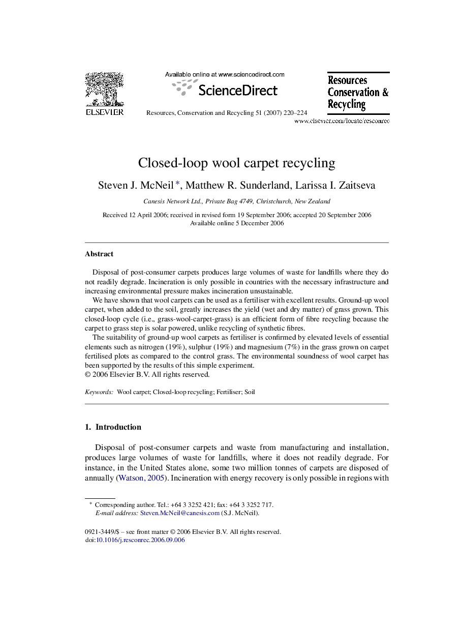 Closed-loop wool carpet recycling