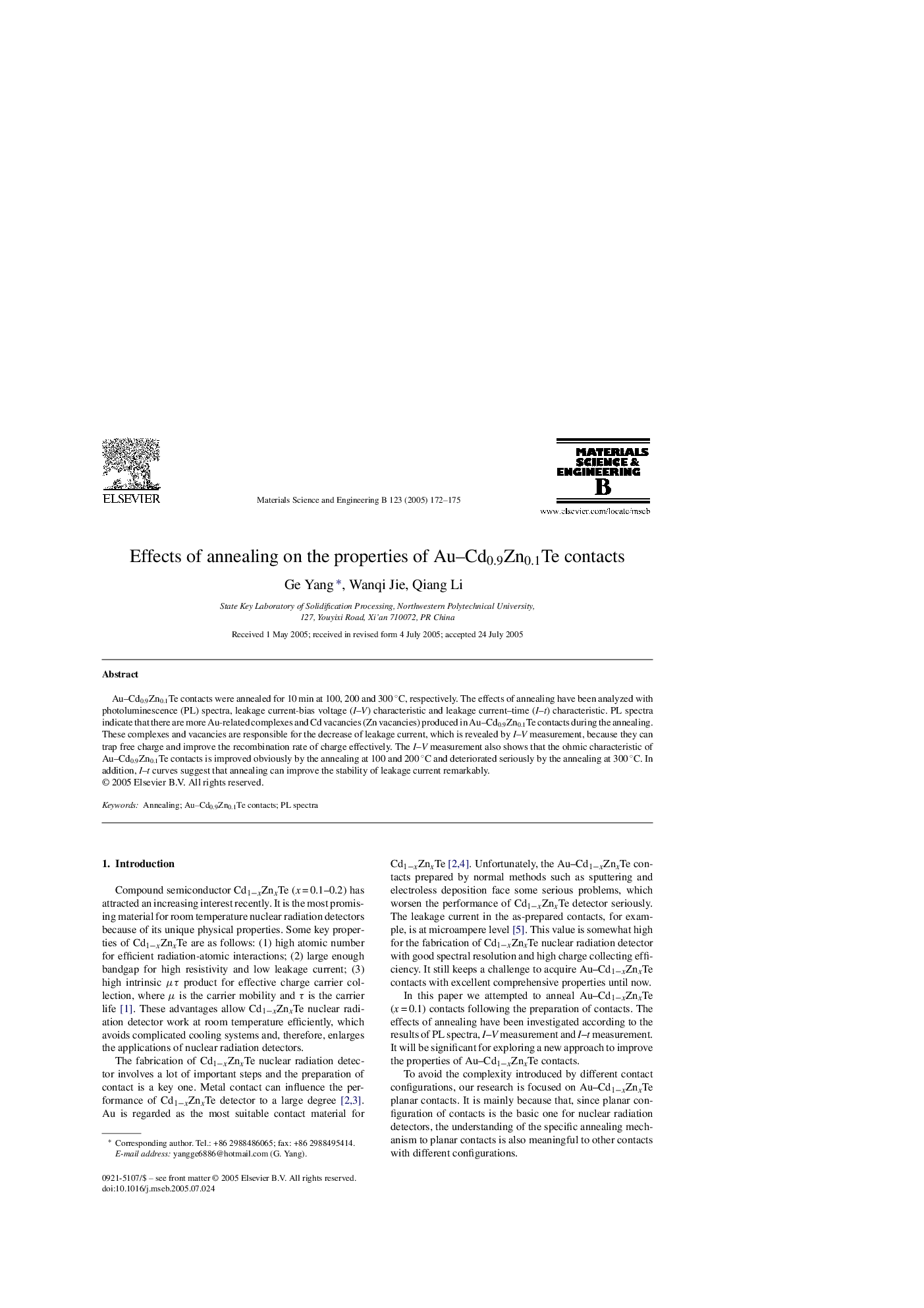 Effects of annealing on the properties of Au-Cd0.9Zn0.1Te contacts