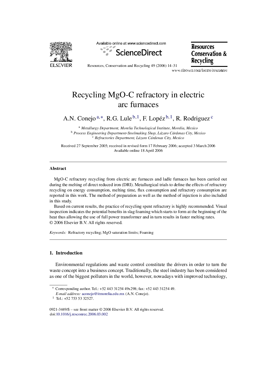 Recycling MgO-C refractory in electric arc furnaces