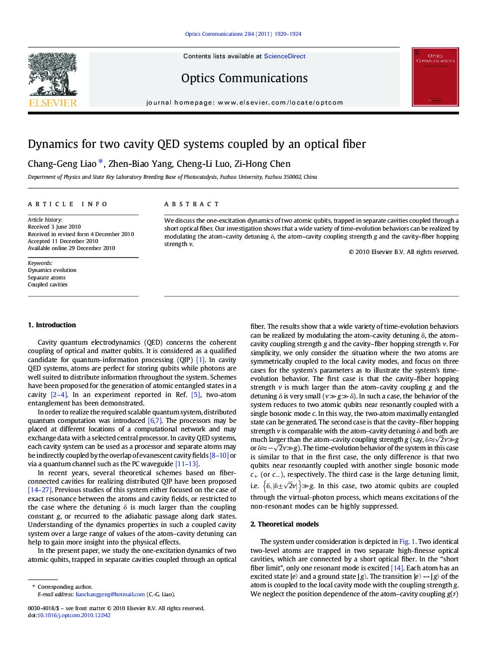 Dynamics for two cavity QED systems coupled by an optical fiber