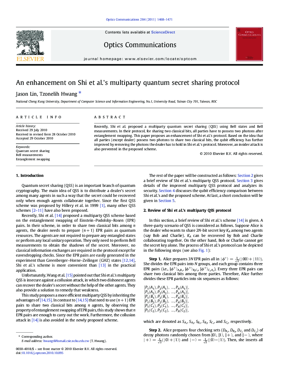 An enhancement on Shi et al.'s multiparty quantum secret sharing protocol