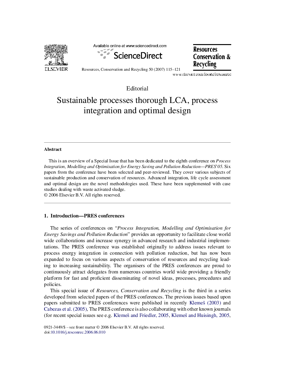 Sustainable processes thorough LCA, process integration and optimal design