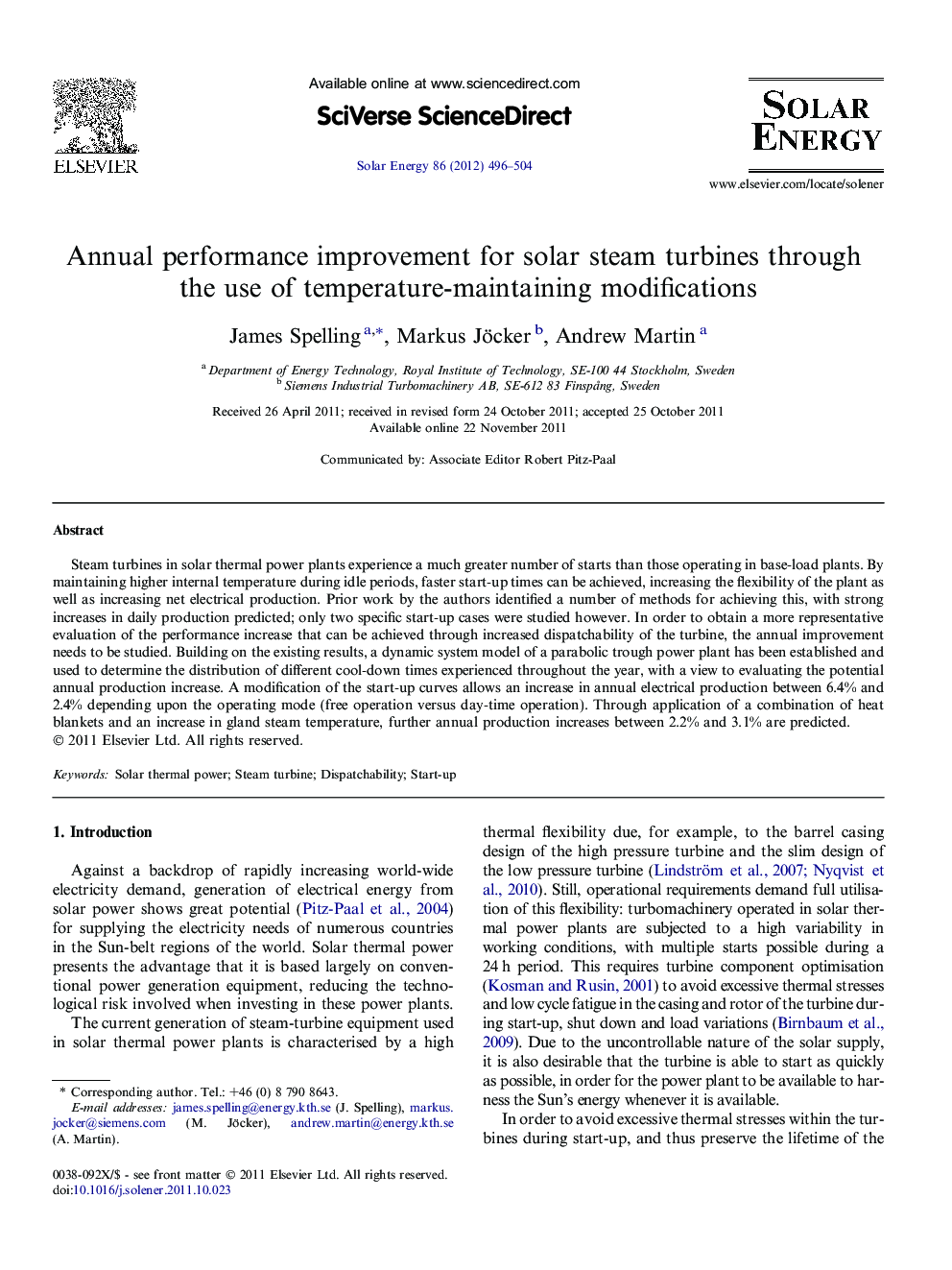 Annual performance improvement for solar steam turbines through the use of temperature-maintaining modifications