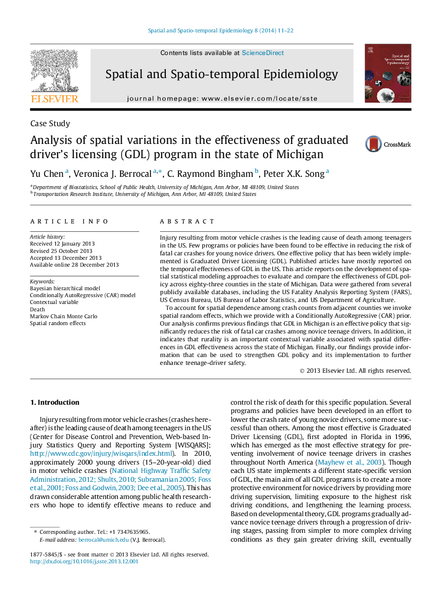 Analysis of spatial variations in the effectiveness of graduated driver’s licensing (GDL) program in the state of Michigan