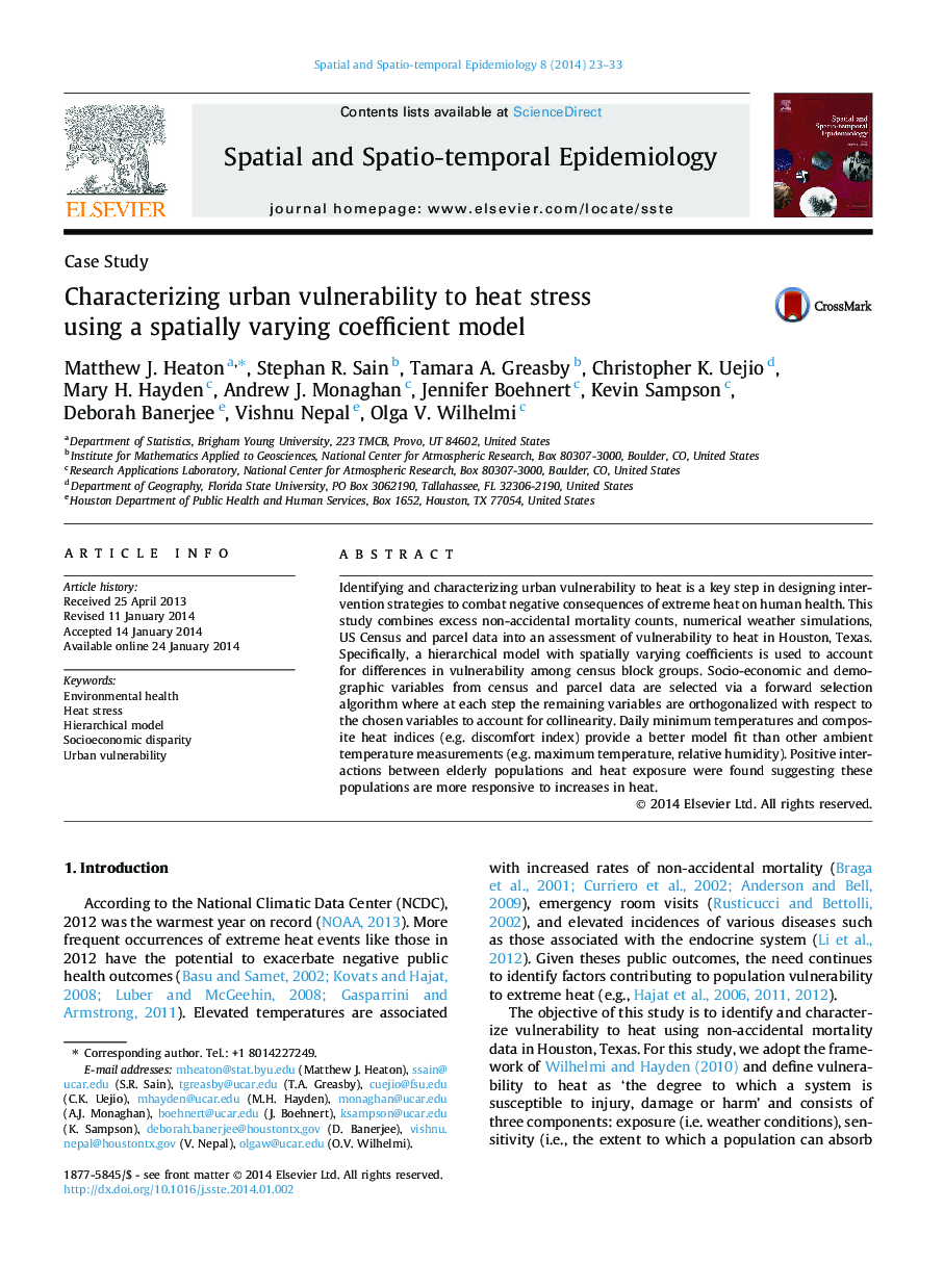 Characterizing urban vulnerability to heat stress using a spatially varying coefficient model