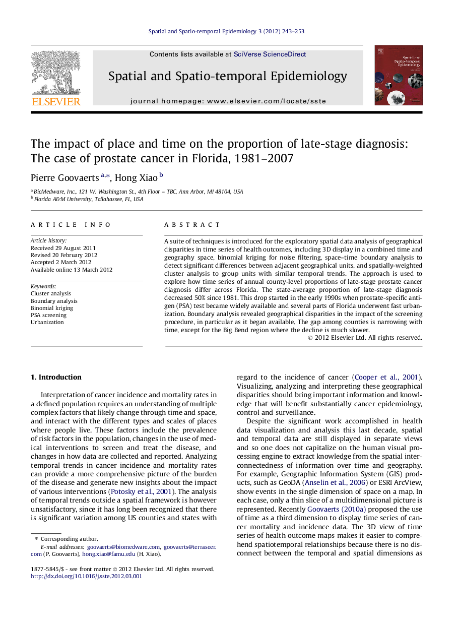 The impact of place and time on the proportion of late-stage diagnosis: The case of prostate cancer in Florida, 1981–2007