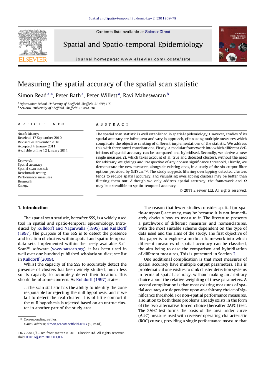 Measuring the spatial accuracy of the spatial scan statistic