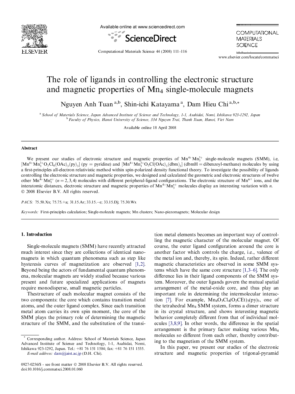 The role of ligands in controlling the electronic structure and magnetic properties of Mn4 single-molecule magnets