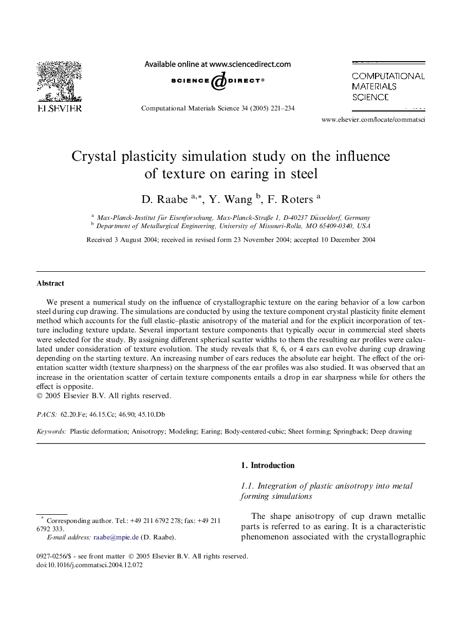 Crystal plasticity simulation study on the influence of texture on earing in steel