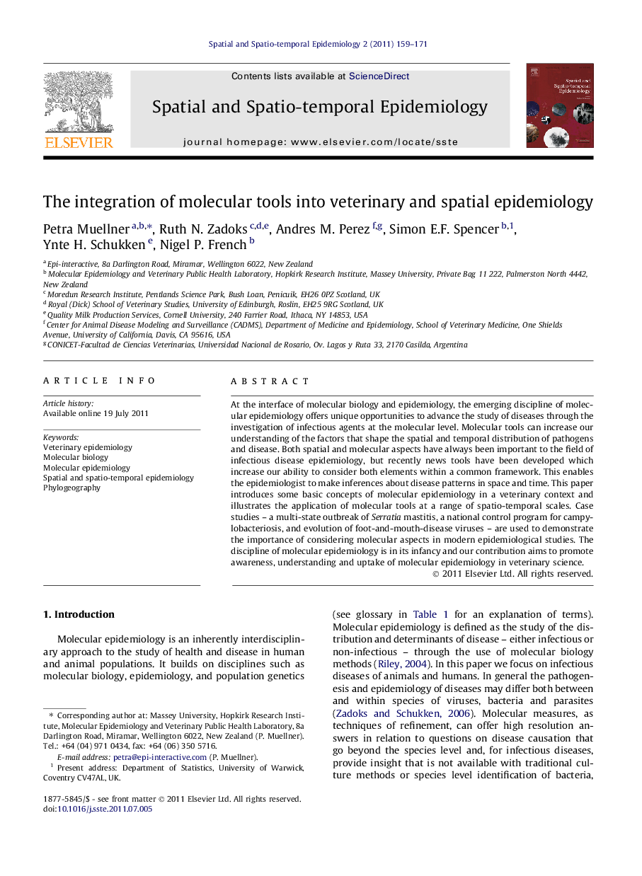 The integration of molecular tools into veterinary and spatial epidemiology