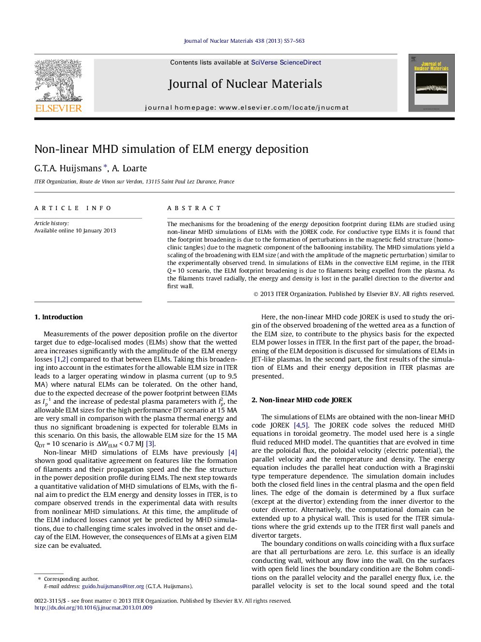 Non-linear MHD simulation of ELM energy deposition