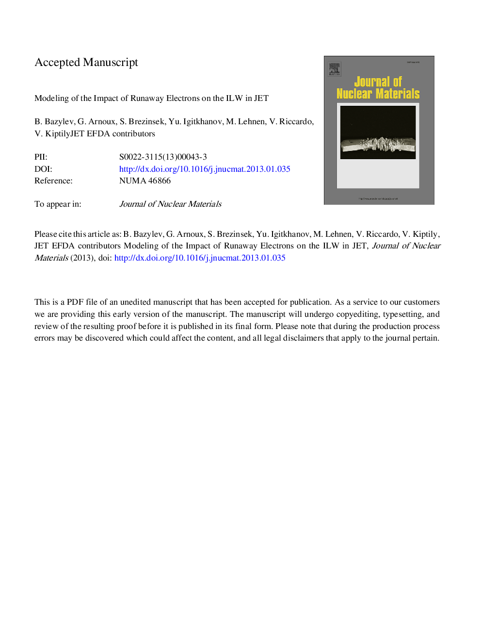 Modeling of the impact of runaway electrons on the ILW in JET